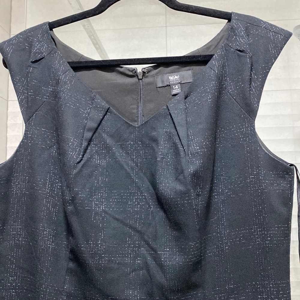 Mossimo Supply Co. Black Silver Sleeveless Plaid Dress Size 14 EUC